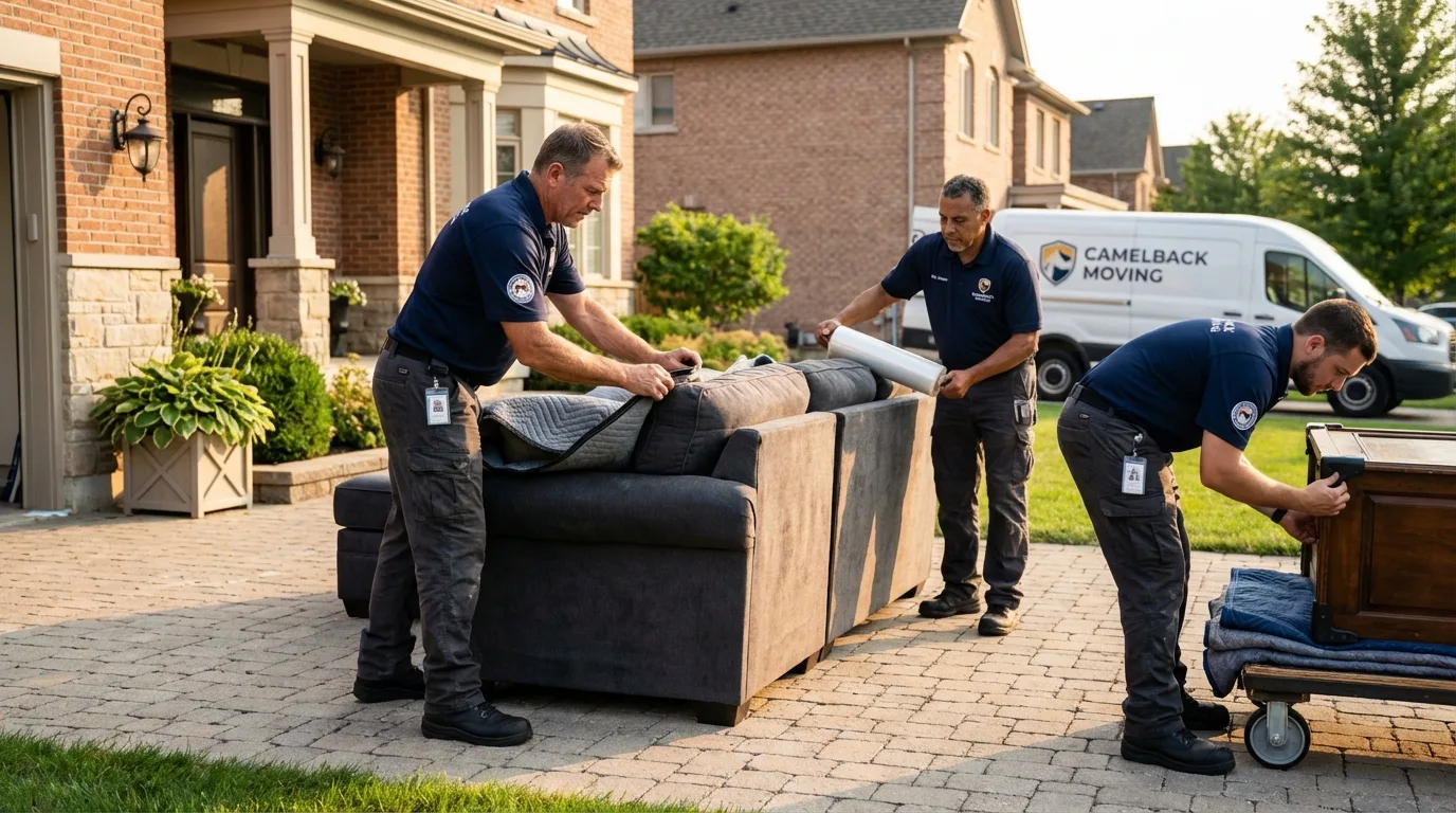 Large estate moving crew wrapping furniture in Dunkirk, MD